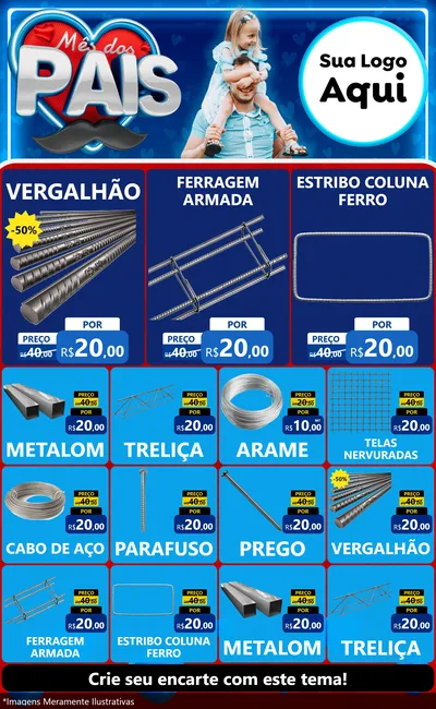 Modelo de Encarte para Encarte Grande com o tema Mês Dos Pais para Ferragens