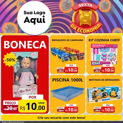 Modelo de Rede Social para Feed Facebook com o tema Sexta da Economia para Brinquedos