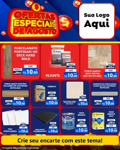 Modelo de Rede Social para Feed Instagram com o tema Ofertas Especiais de Agosto para Pisos e revestimentos