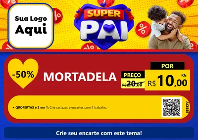 Modelo de Cartaz para Cartaz A4 Horizontal com o tema Super Pai para Frios e Laticínios