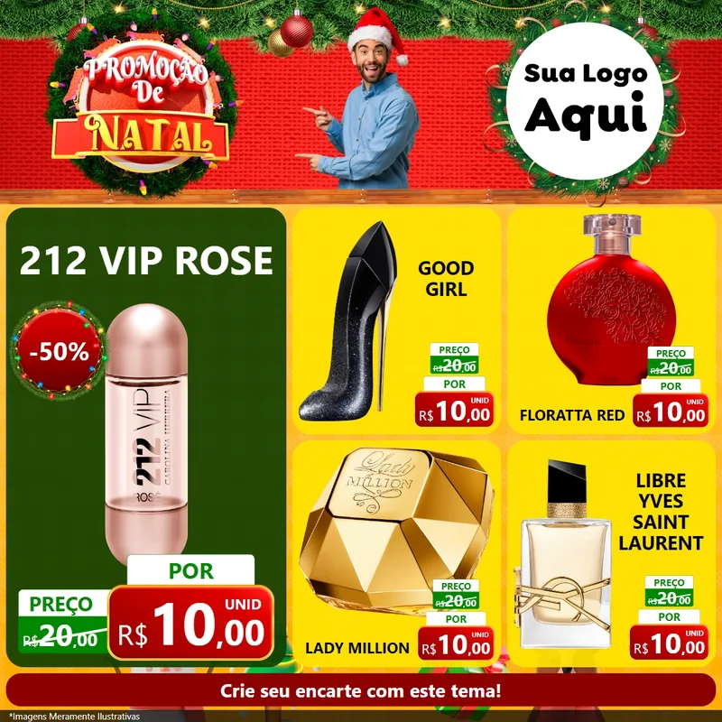 Modelo de Rede Social para Feed Facebook com o tema Promoção de Natal para Perfumes