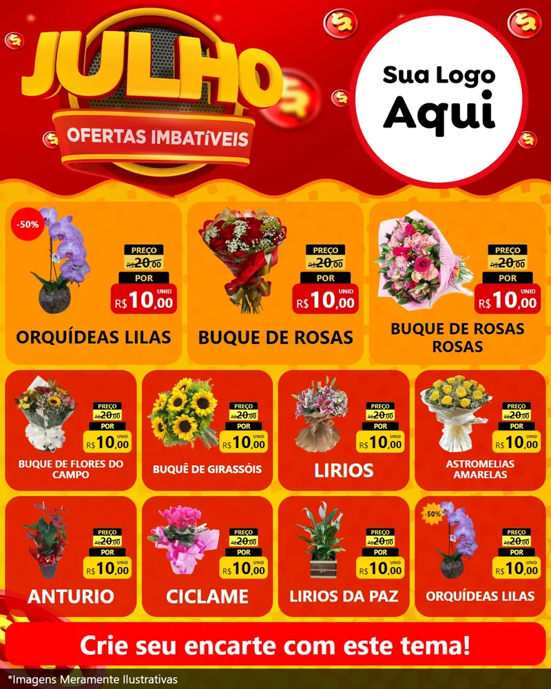 Modelo de Rede Social para Feed Instagram com o tema Julho Ofertas Imbatíveis para Floricultura e jardim