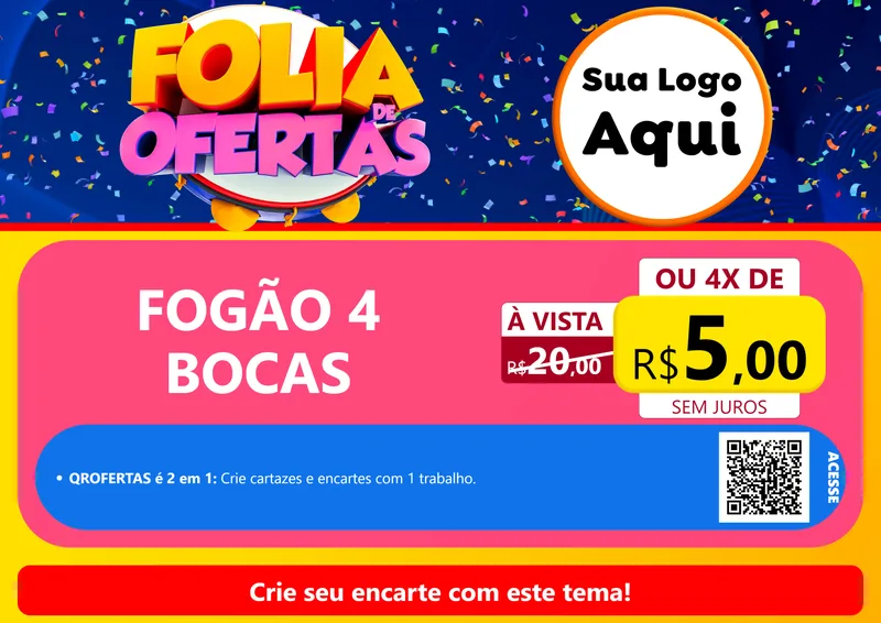 Modelo de Cartaz para Cartaz A4 Horizontal com o tema Folia de Ofertas para Móveis e Eletro