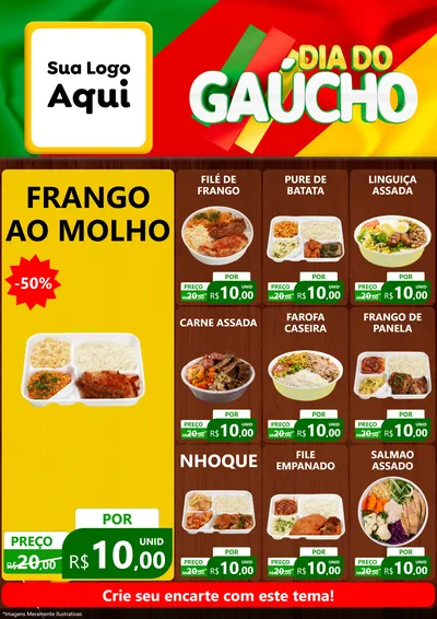 Modelo de Encarte para Encarte A4 Vertical com o tema Dia do Gaúcho para Restaurante