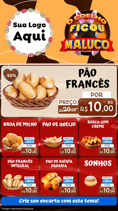 Modelo de Rede Social para Stories com o tema O Coelho Ficou Maluco - Páscoa para Padaria