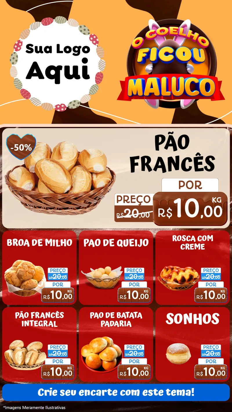 Modelo de Rede Social para Stories com o tema O Coelho Ficou Maluco - Páscoa para Padaria