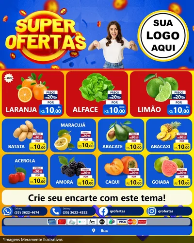 Modelo de Rede Social para Feed Instagram com o tema Super Ofertas para Hortifrúti