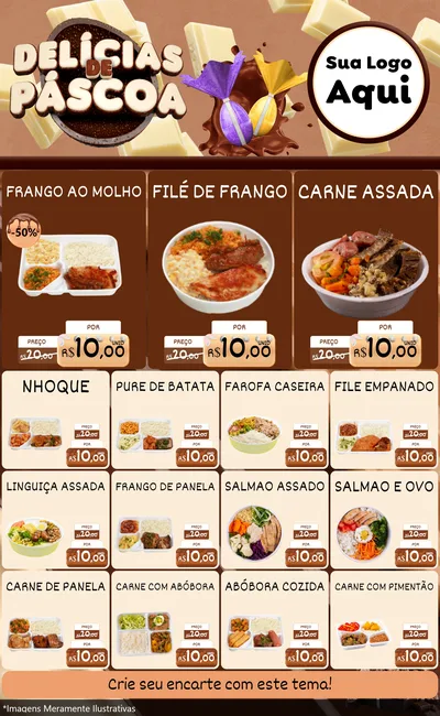 Modelo de Encarte para Encarte Grande com o tema Delícias de Páscoa para Restaurante