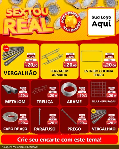 Modelo de Rede Social para Feed Instagram com o tema Sextou do Real para Ferragens