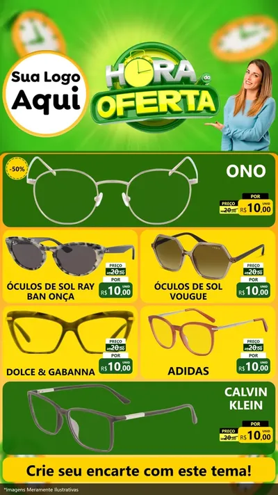 Modelo de TV para TV Vertical com o tema Hora da Oferta para Óticas