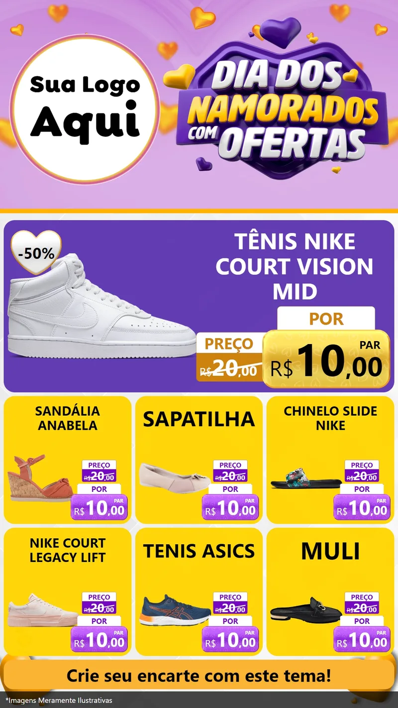 Modelo de Rede Social para Stories com o tema Dia Dos Namorados Com Ofertas para Calçados