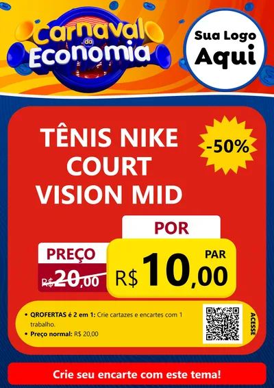 Modelo de Cartaz para Cartaz A4 Vertical com o tema Carnaval da Economia para Calçados