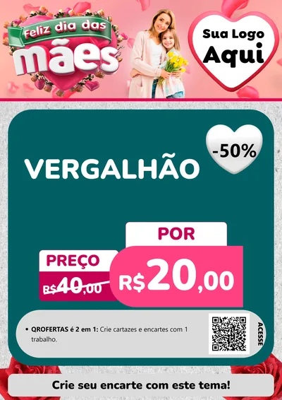 Modelo de Cartaz para Cartaz A4 Vertical com o tema Feliz Dia das Mães para Ferragens