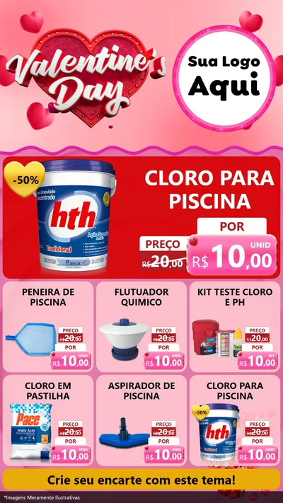 Modelo de Rede Social para Stories com o tema Valentine's Day para Produtos para Piscina