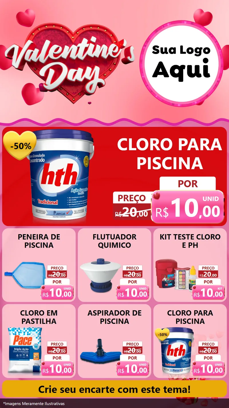 Modelo de Rede Social para Stories com o tema Valentine's Day para Produtos para Piscina
