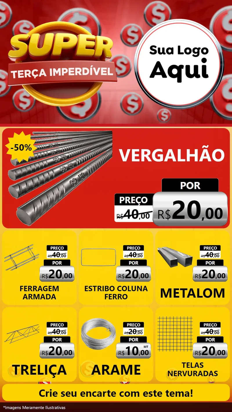 Modelo de Rede Social para Stories com o tema Super Terça Imperdível para Ferragens