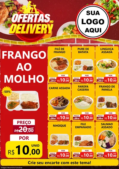 Modelo de Encarte para Encarte A4 Vertical com o tema Ofertas no Delivery para Restaurante
