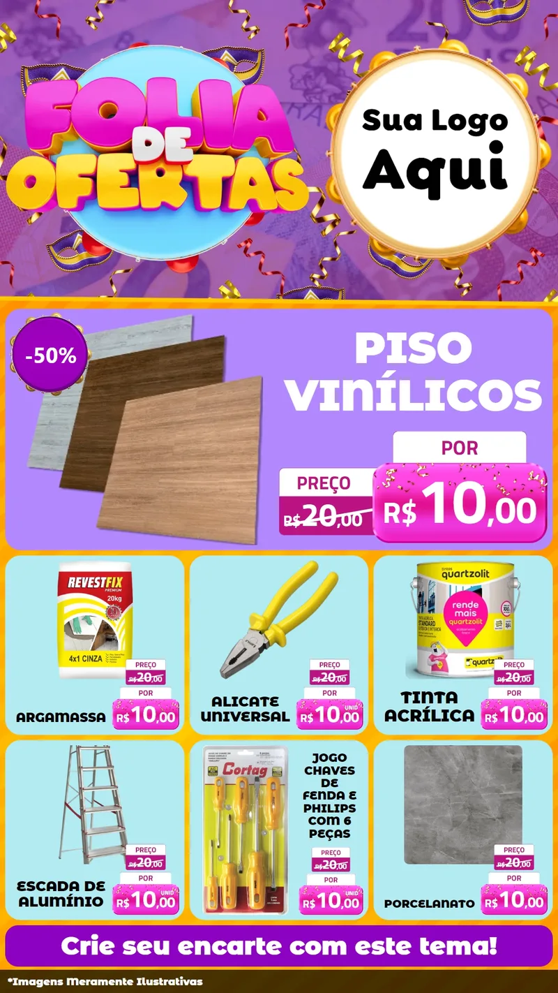 Modelo de Rede Social para Stories com o tema Folia de Ofertas para Material para Construção