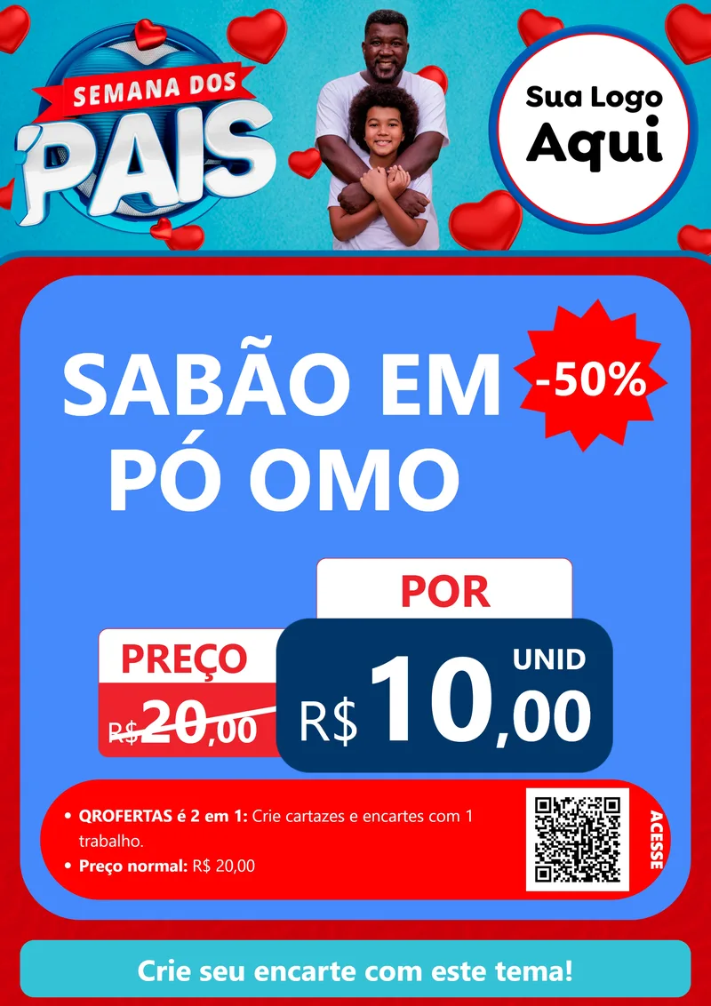 Modelo de Cartaz para Cartaz A4 Vertical com o tema Semana Dos Pais para Produtos de Limpeza
