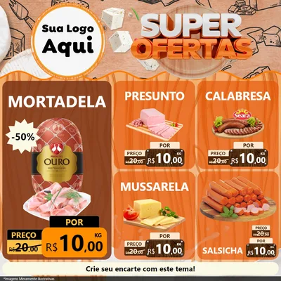 Modelo de Rede Social para Feed Facebook com o tema Super Ofertas para Frios e Laticínios