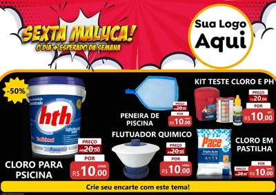 Modelo de Encarte para Encarte A4 Horizontal com o tema Sexta Maluca! para Produtos para Piscina
