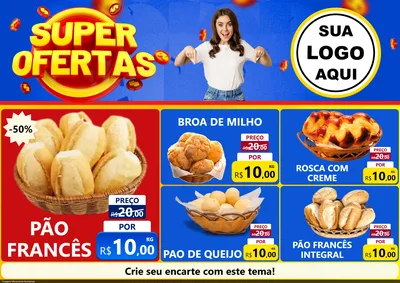 Modelo de Encarte para Encarte A4 Horizontal com o tema Super Ofertas para Padaria