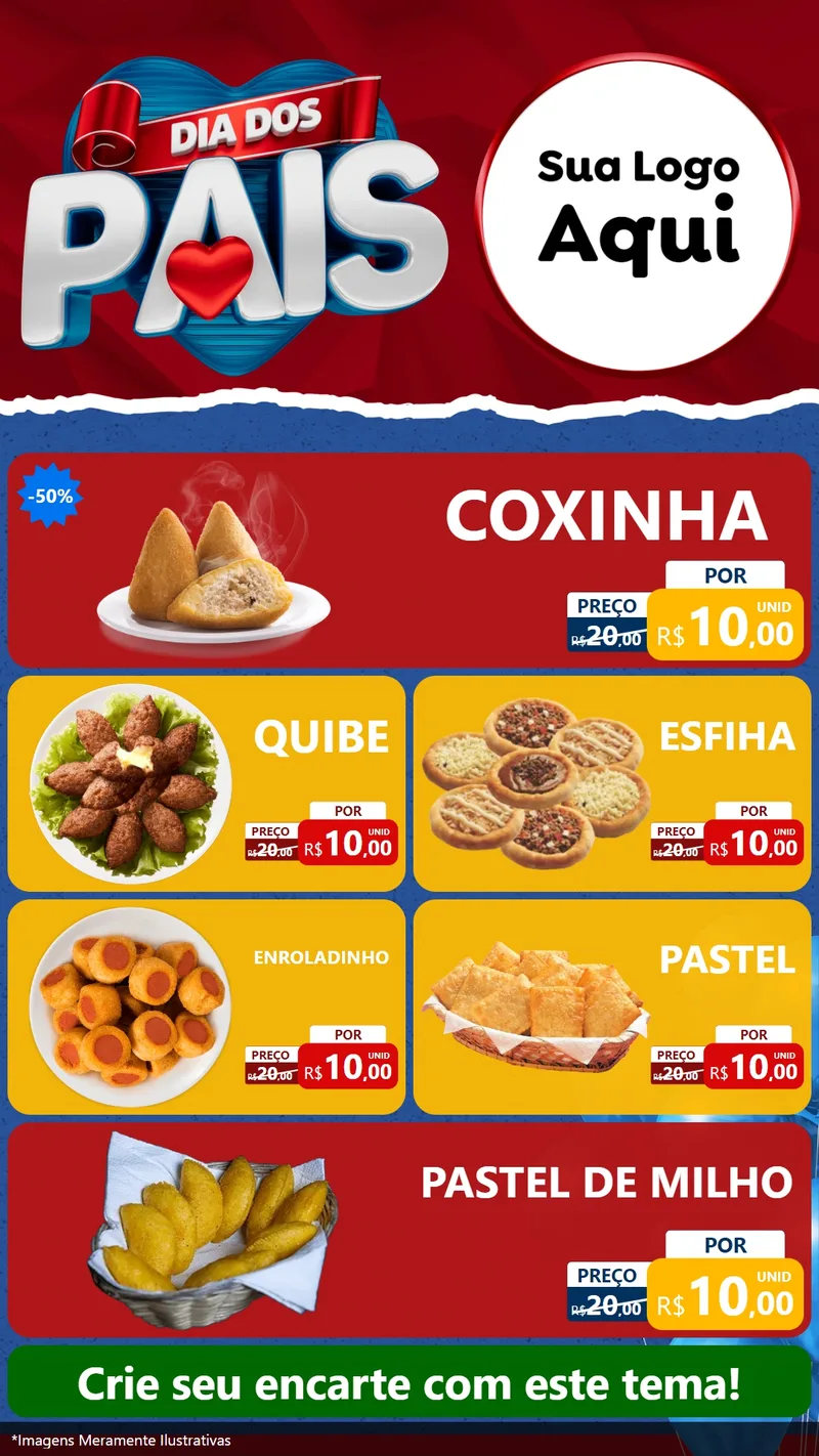 Modelo de TV para TV Vertical com o tema Dia dos Pais para Salgadaria