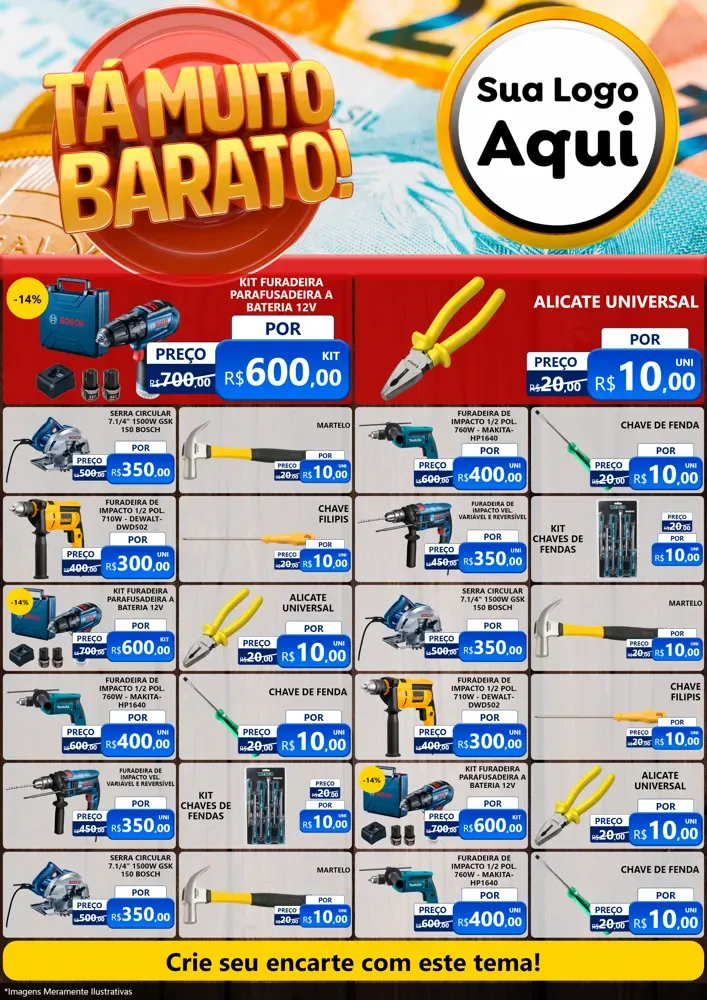 Modelo de Encarte para Encarte A4 Vertical com o tema Está Muito Barato para Maquinas e Ferramentas