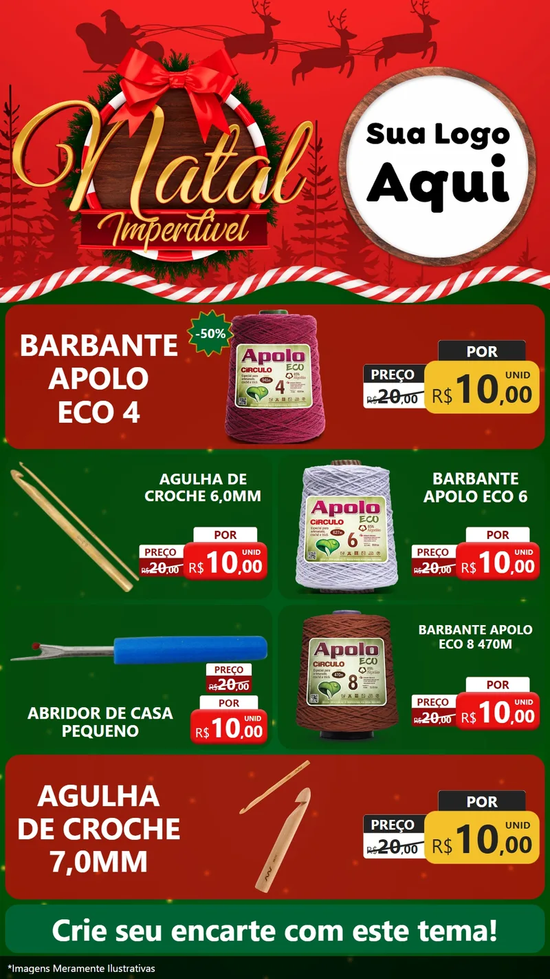 Modelo de TV para TV Vertical com o tema Natal Imperdível para Armarinho e Aviamentos