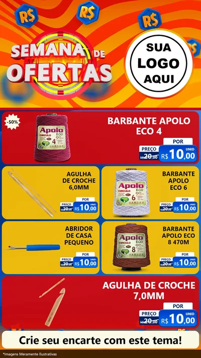 Modelo de TV para TV Vertical com o tema Semana de Ofertas para Armarinho e Aviamentos