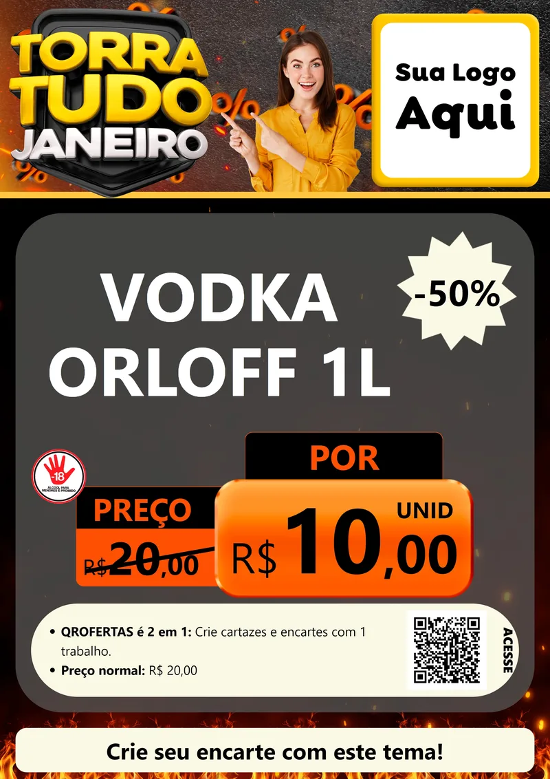 Modelo de Cartaz para Cartaz A4 Vertical com o tema Torra Tudo Janeiro para Distribuidora de bebidas