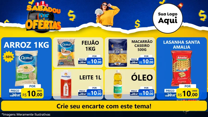 Modelo de TV para TV Horizontal com o tema Sabadou de Ofertas para Supermercado