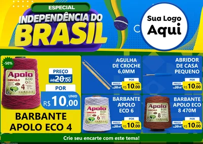Modelo de Encarte para Encarte A4 Horizontal com o tema Especial Independência do Brasil para Armarinho e Aviamentos