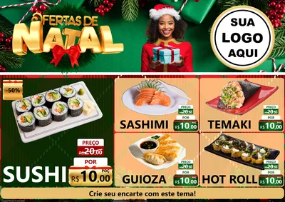 Modelo de Encarte para Encarte A4 Horizontal com o tema Ofertas de Natal para Comida japonesa