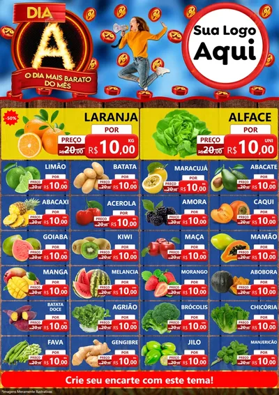 Modelo de Encarte para Encarte A4 Vertical com o tema Dia A - O Dia Mais Barato Do Mês para Hortifrúti