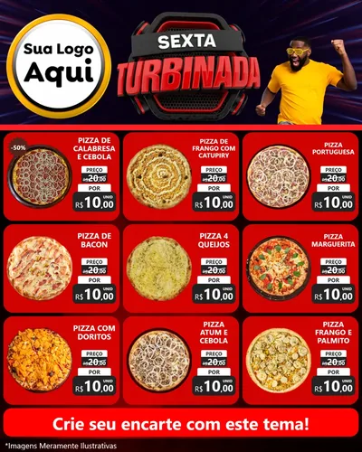 Modelo de Rede Social para Feed Instagram com o tema Sexta Turbinada para Pizzaria