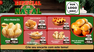 Modelo de TV para TV Horizontal com o tema Especial de Natal para Padaria