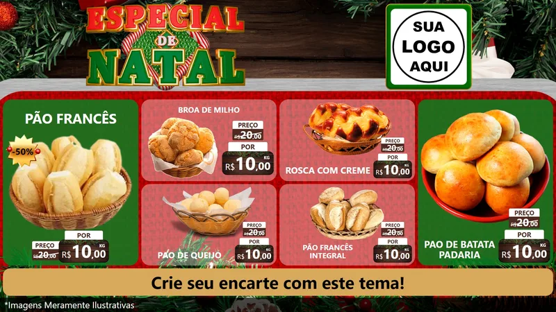 Modelo de TV para TV Horizontal com o tema Especial de Natal para Padaria