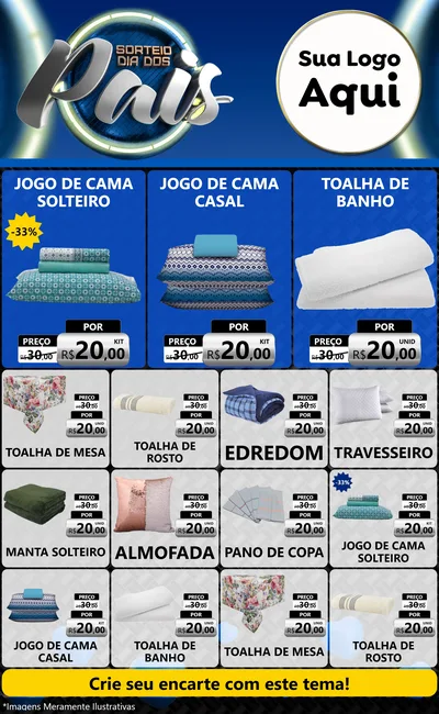 Modelo de Encarte para Encarte Grande com o tema Sorteio Dia Dos Pais para Cama, Mesa e Banho