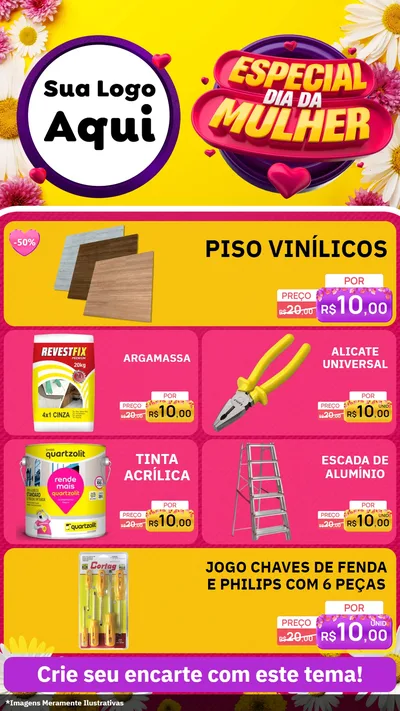 Modelo de TV para TV Vertical com o tema Especial Dia da Mulher para Material para Construção