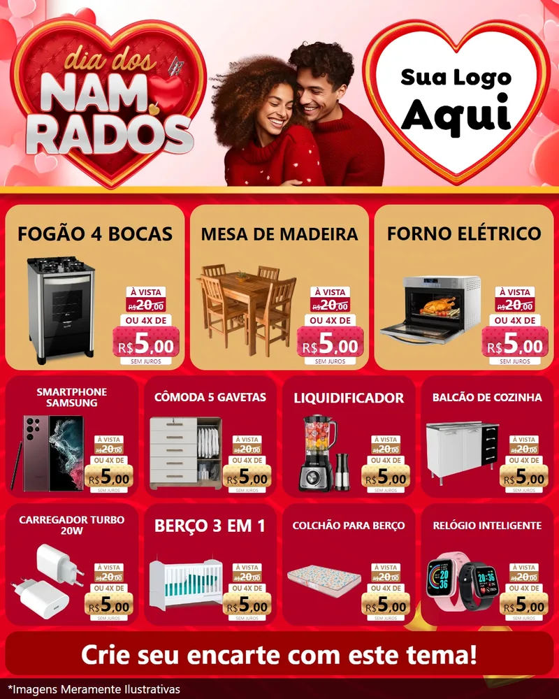 Modelo de Rede Social para Feed Instagram com o tema Dia dos Namorados para Móveis e Eletro