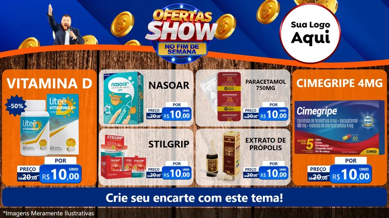 Modelo de TV para TV Horizontal com o tema Ofertas Show No Fim De Semana para Farmácia