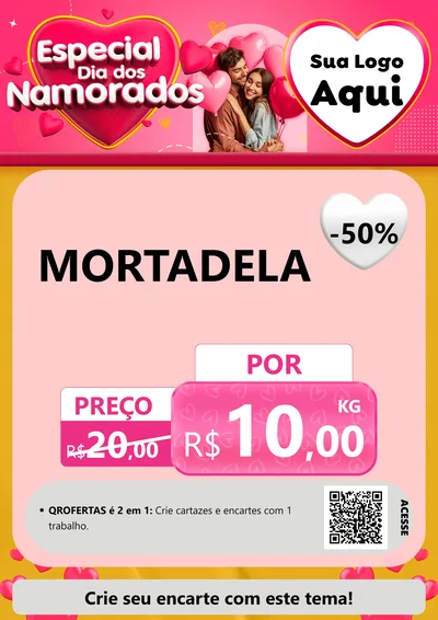 Modelo de Cartaz para Cartaz A4 Vertical com o tema Especial Dia dos Namorados para Frios e Laticínios