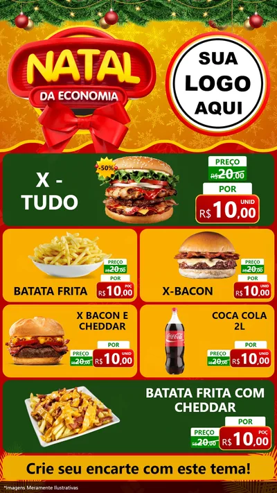 Modelo de TV para TV Vertical com o tema Natal da Economia para Hamburgueria