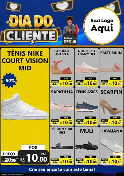 Modelo de Encarte para Encarte A4 Vertical com o tema Dia Do Cliente para Calçados