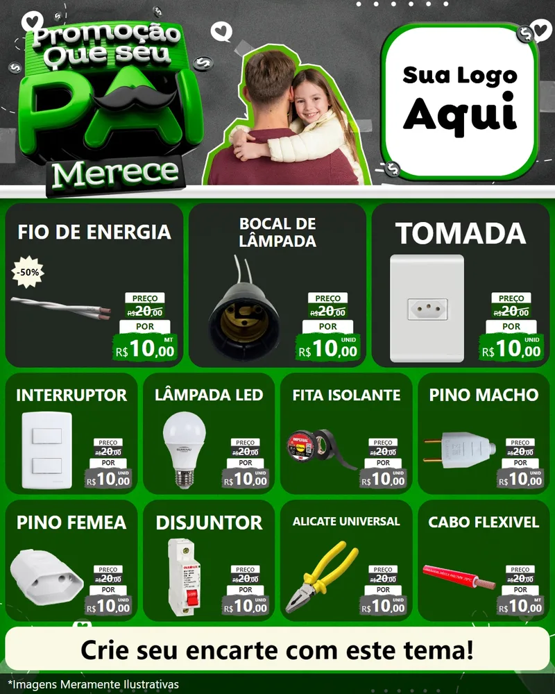 Modelo de Rede Social para Feed Instagram com o tema Promoção Que seu Pai Merece para Materiais Elétricos