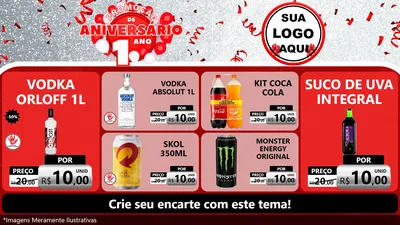 Modelo de TV para TV Horizontal com o tema Promoção de Aniversário - 1 Ano para Distribuidora de bebidas