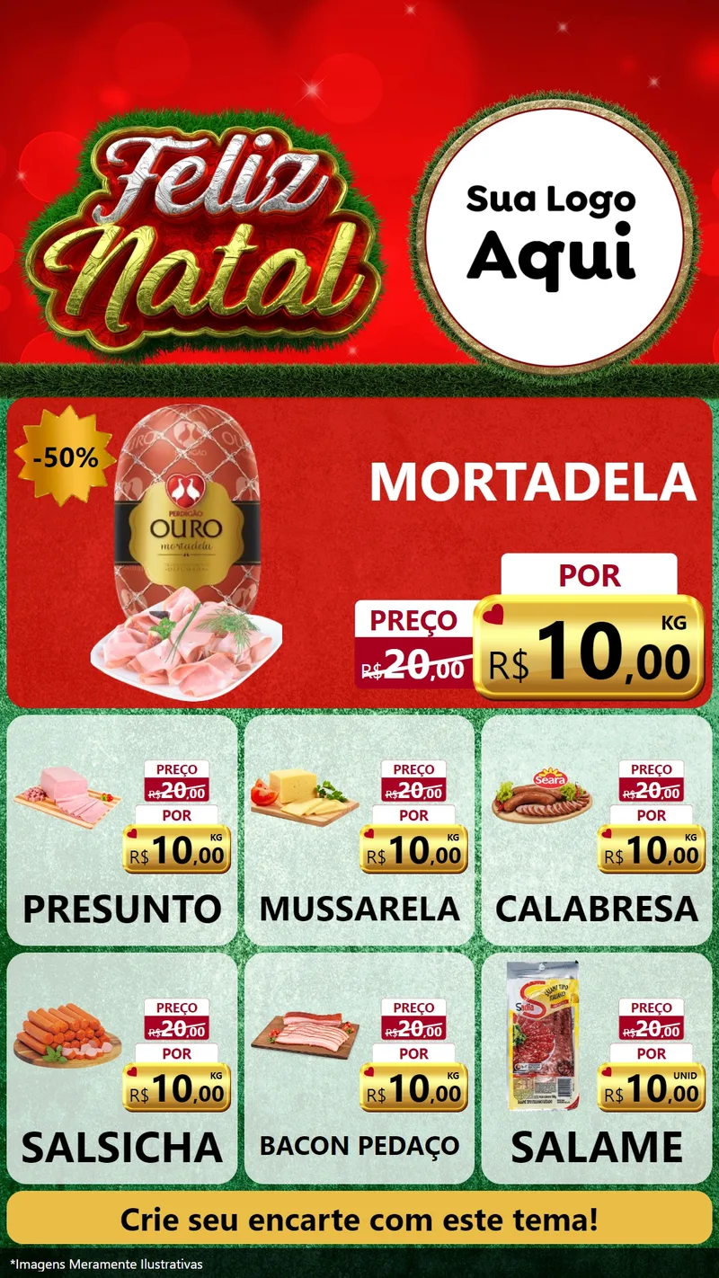 Modelo de Rede Social para Stories com o tema Feliz Natal para Frios e Laticínios