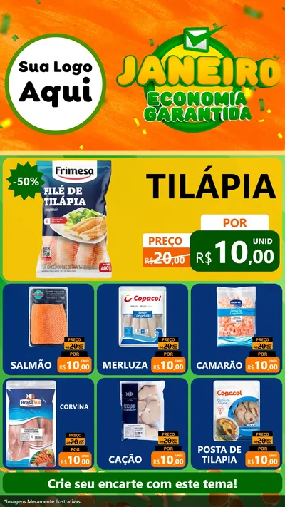 Modelo de Rede Social para Stories com o tema Janeiro - Economia Garantida para Peixaria