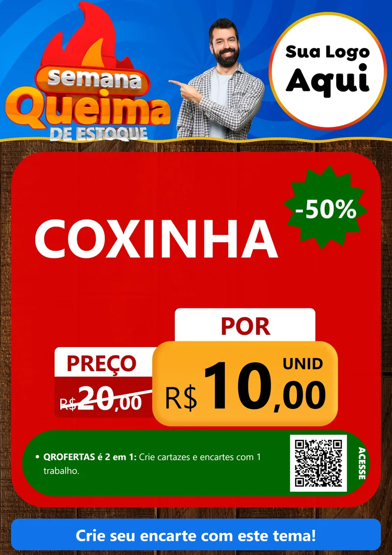 Modelo de Cartaz para Cartaz A4 Vertical com o tema Semana Queima de Estoque para Salgadaria
